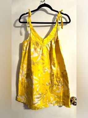 American Eagle Outfitters Bright Yellow Floral Tie-Shoulder Sundress